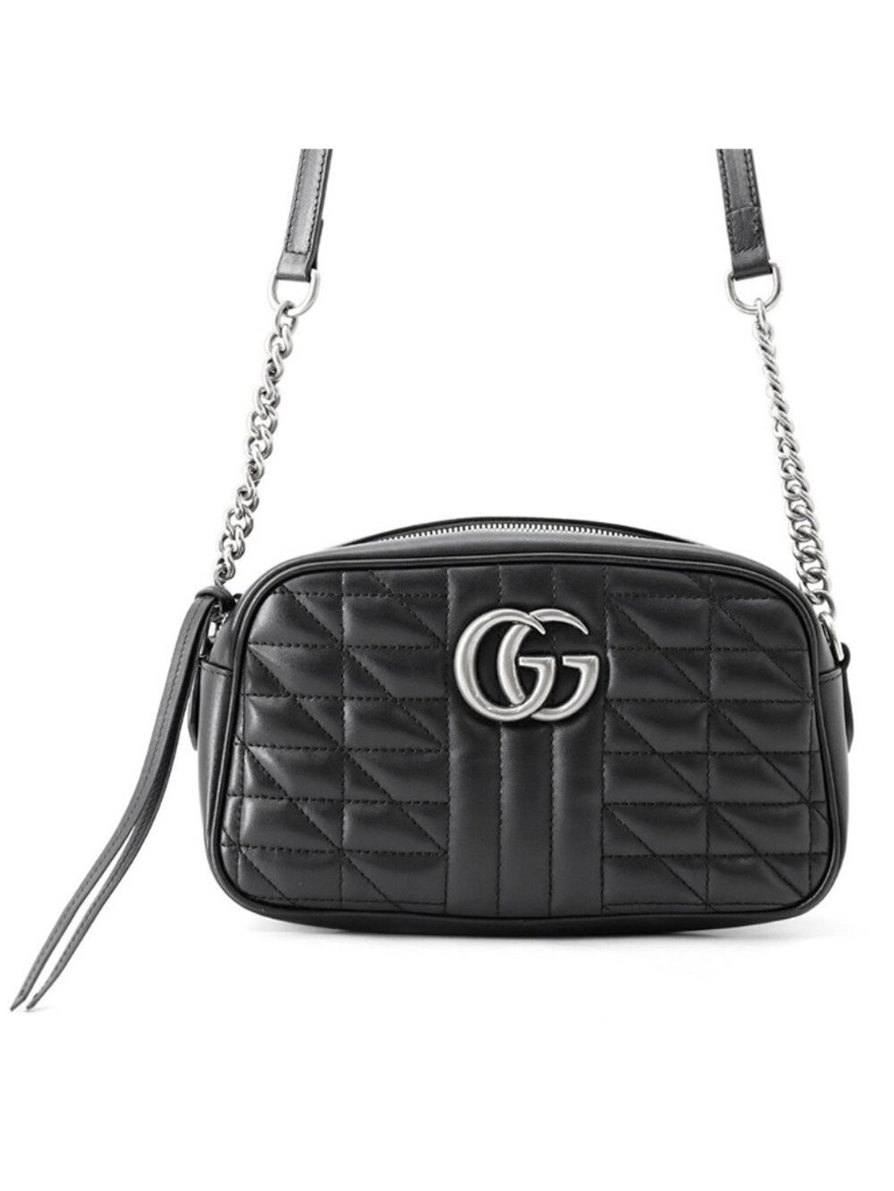 Gucci Chain Shoulder Bag GG Marmont Quilted Small Black